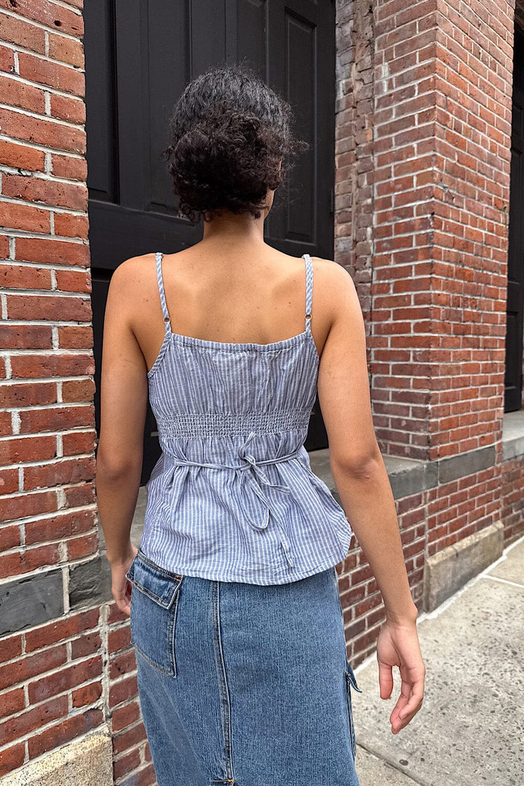 Tiffany Striped Tank | Blue with White Vertical Stripes / S