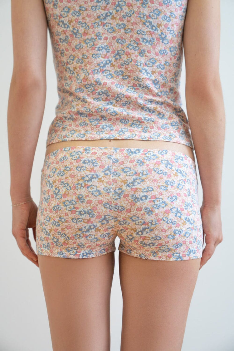 Floral Boyshort Boxer Underwear | Pink And Brown Blue Floral