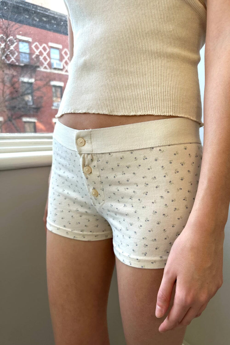 Boyshort Floral Underwear | Ivory With Light Blue Floral / XS/S