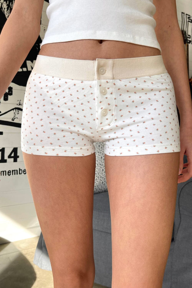 Floral Boyshort Underwear | White Peach Floral / XS/S