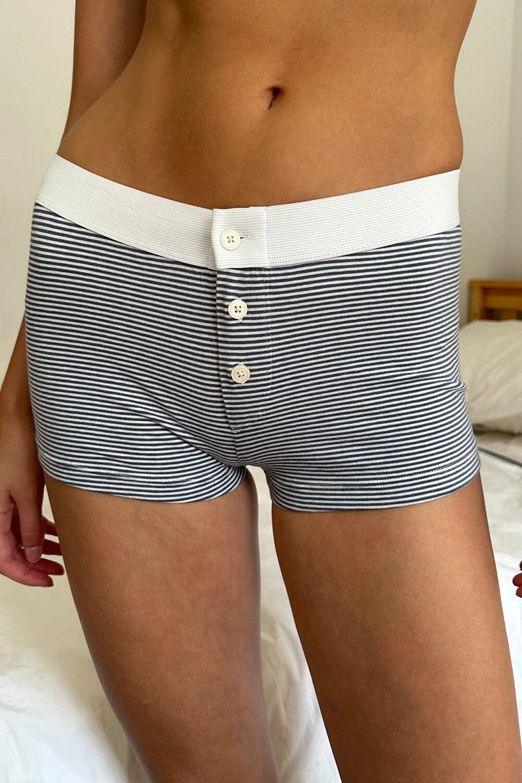 Boyshort Stripe Underwear | Navy Blue White Stripes / XS/S