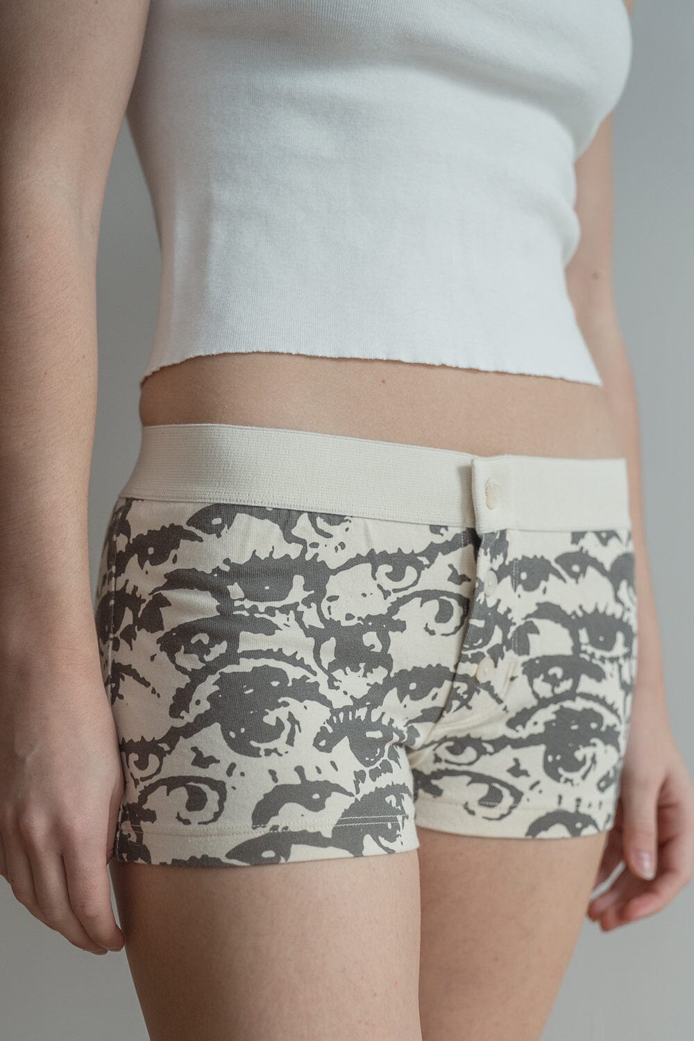 Boy Short Eyes Underwear | Ivory with Brown Eyes / XS/S