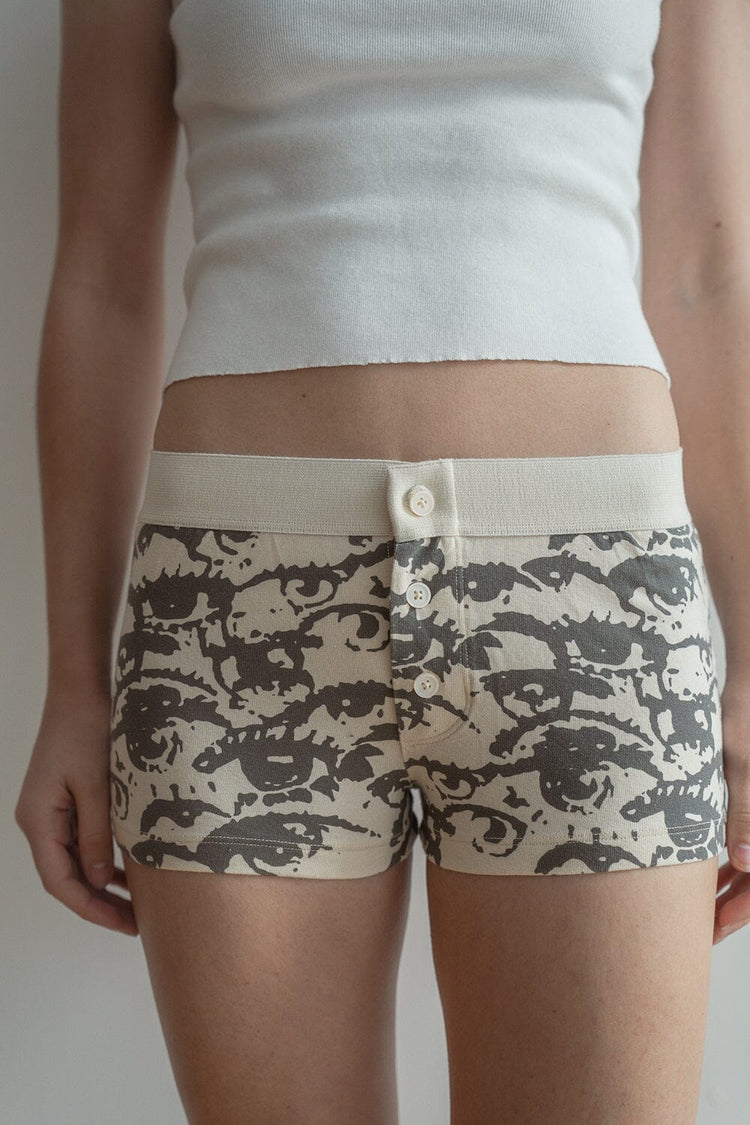 Boy Short Eyes Underwear | Ivory with Brown Eyes / XS/S