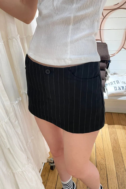 Louisa Striped Mini Skirt | Black / XS/S