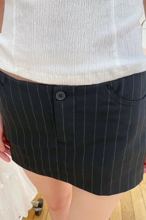 Louisa Striped Mini Skirt | Black / XS/S