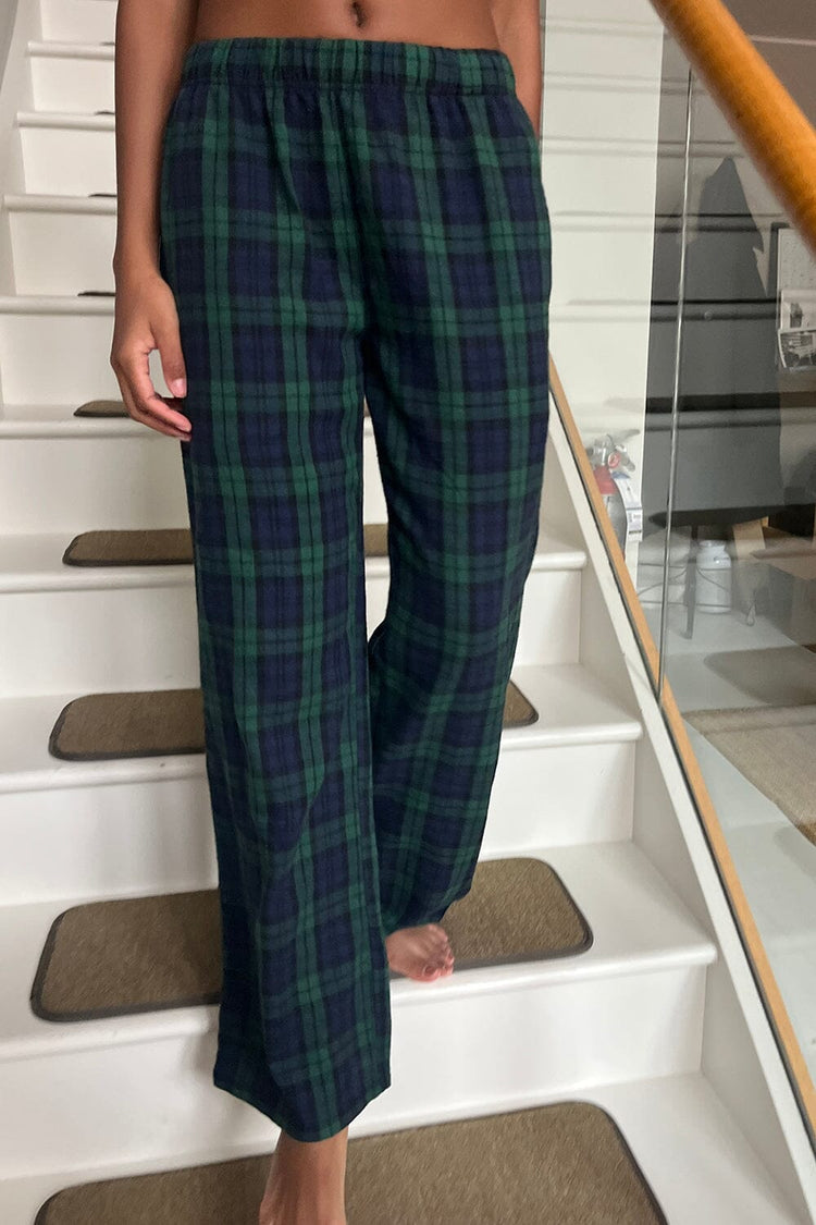 Catherine Pants | Green and Navy Plaid / S/M