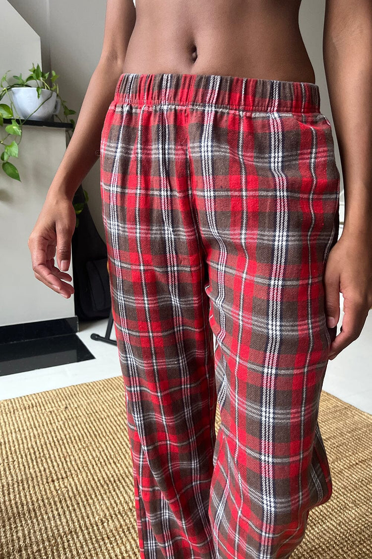 Catherine Pants | Red Brown and White Plaid / S/M