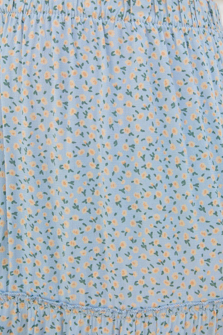 Izzy Floral Skirt | Light Blue with Yellow Flowers / S