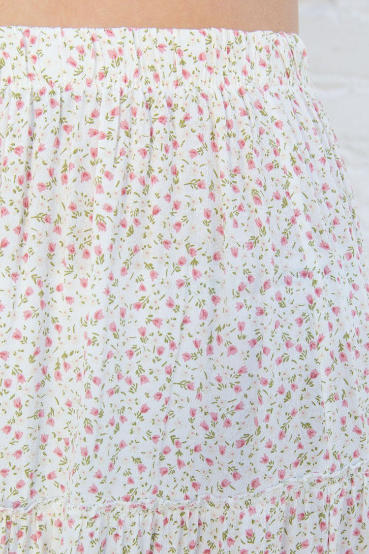 Izzy Floral Skirt | White with Pink Green Yellow Floral / S