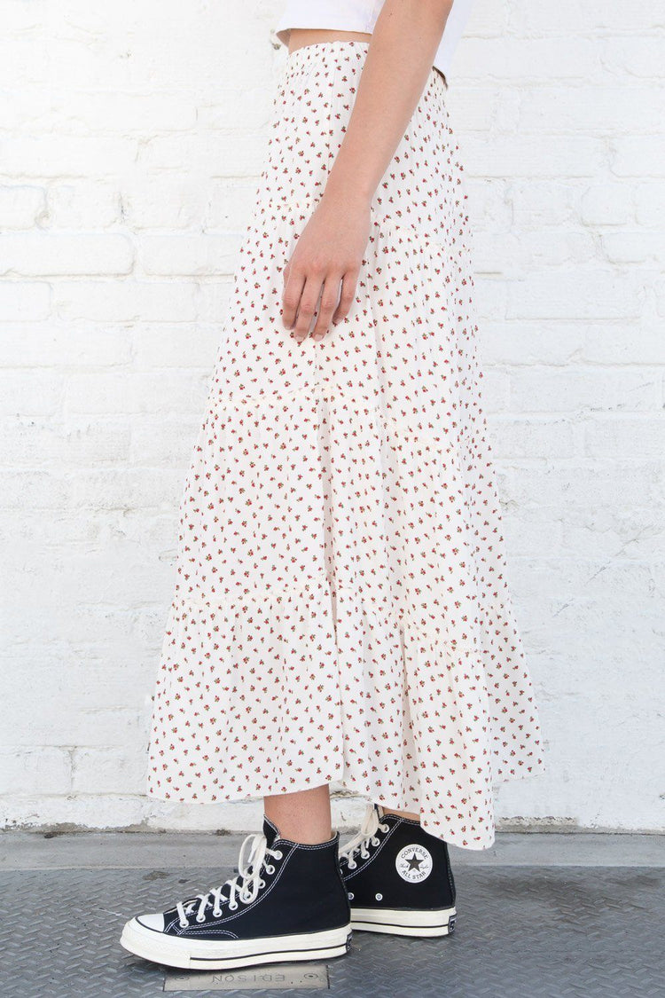 Izzy Floral Skirt | White With Red And Green Floral / S