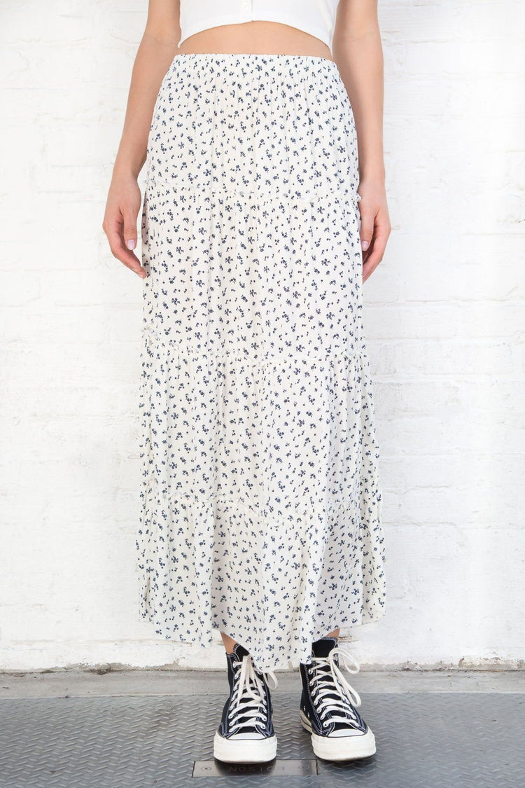 Izzy Floral Skirt | White With Navy Blue Daisy Floral / S