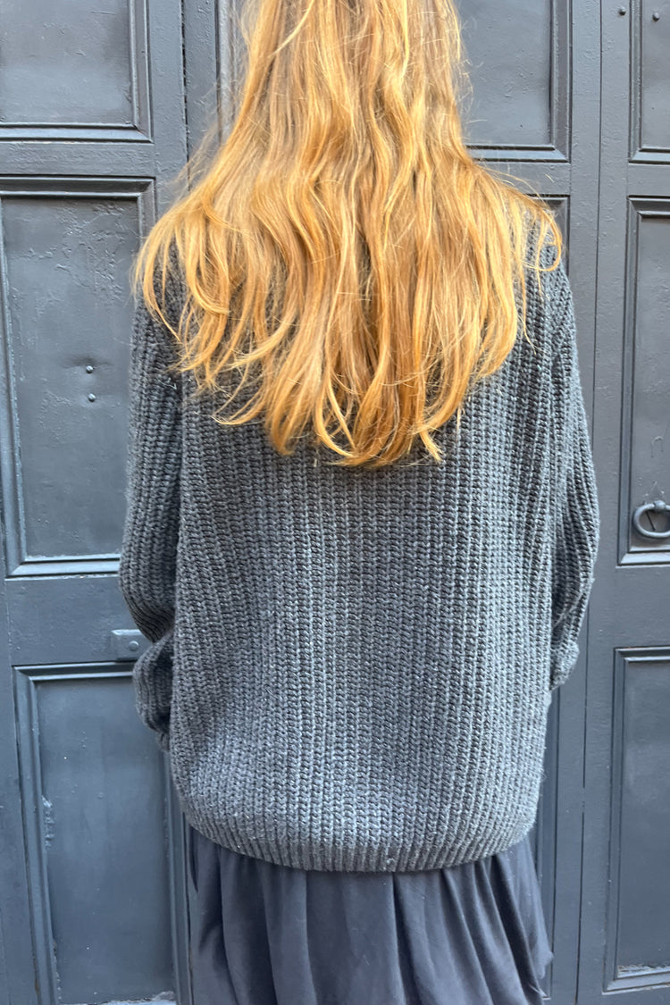 Autumn Wool Cable Knit Cardigan | Charcoal / Oversized Fit