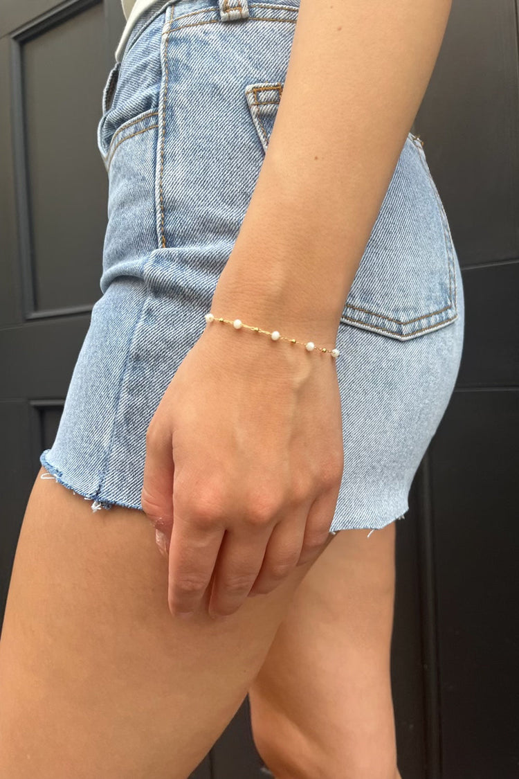White Bead Bracelet | Copper