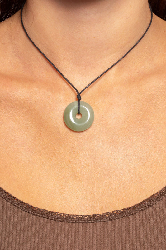 Rope Knot Circle Necklace | Sage Green
