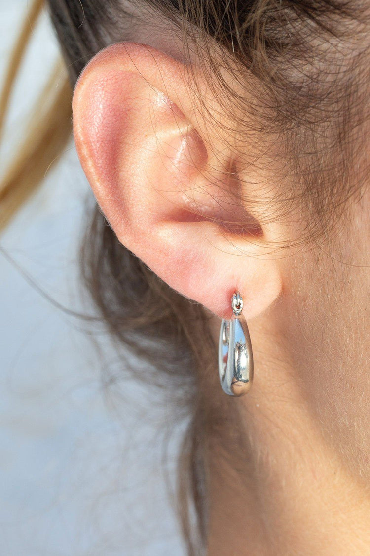 Thick Hoop Earrings | Silver
