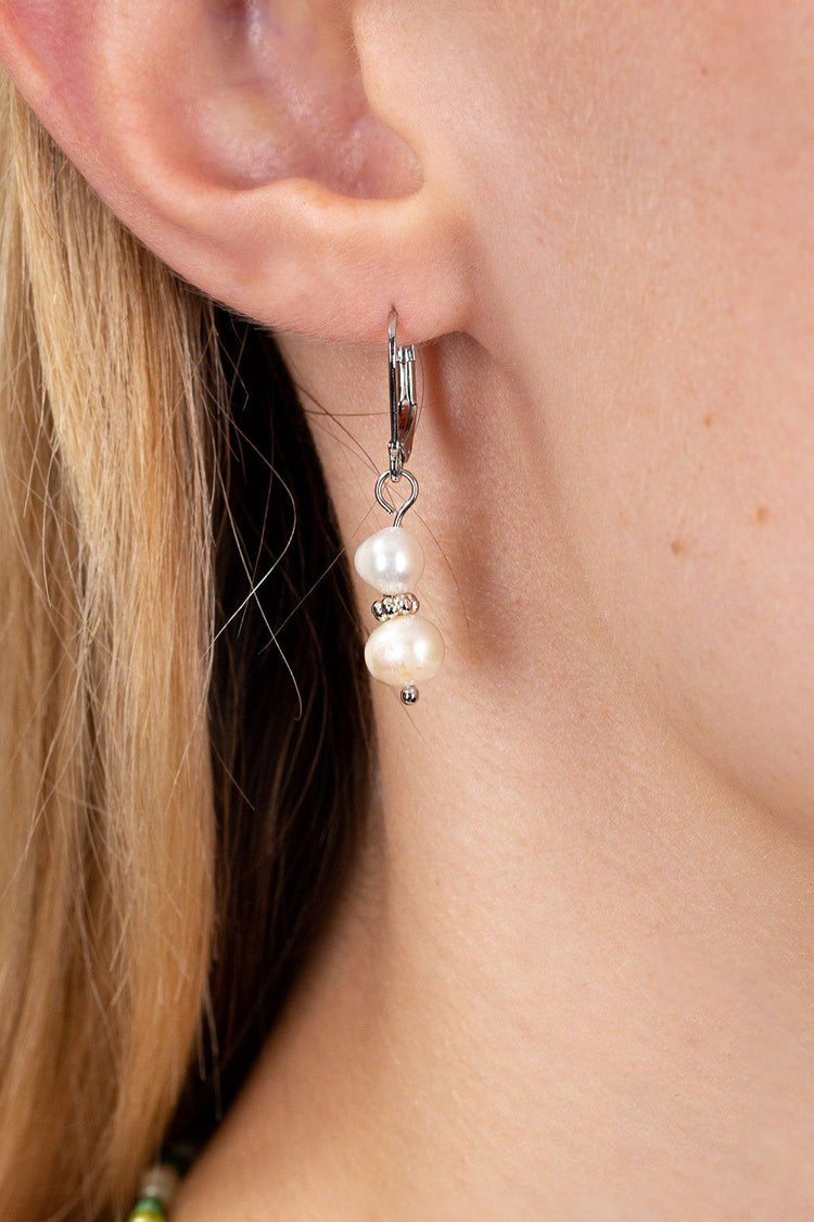 Pearl Drop Earrings | Silver