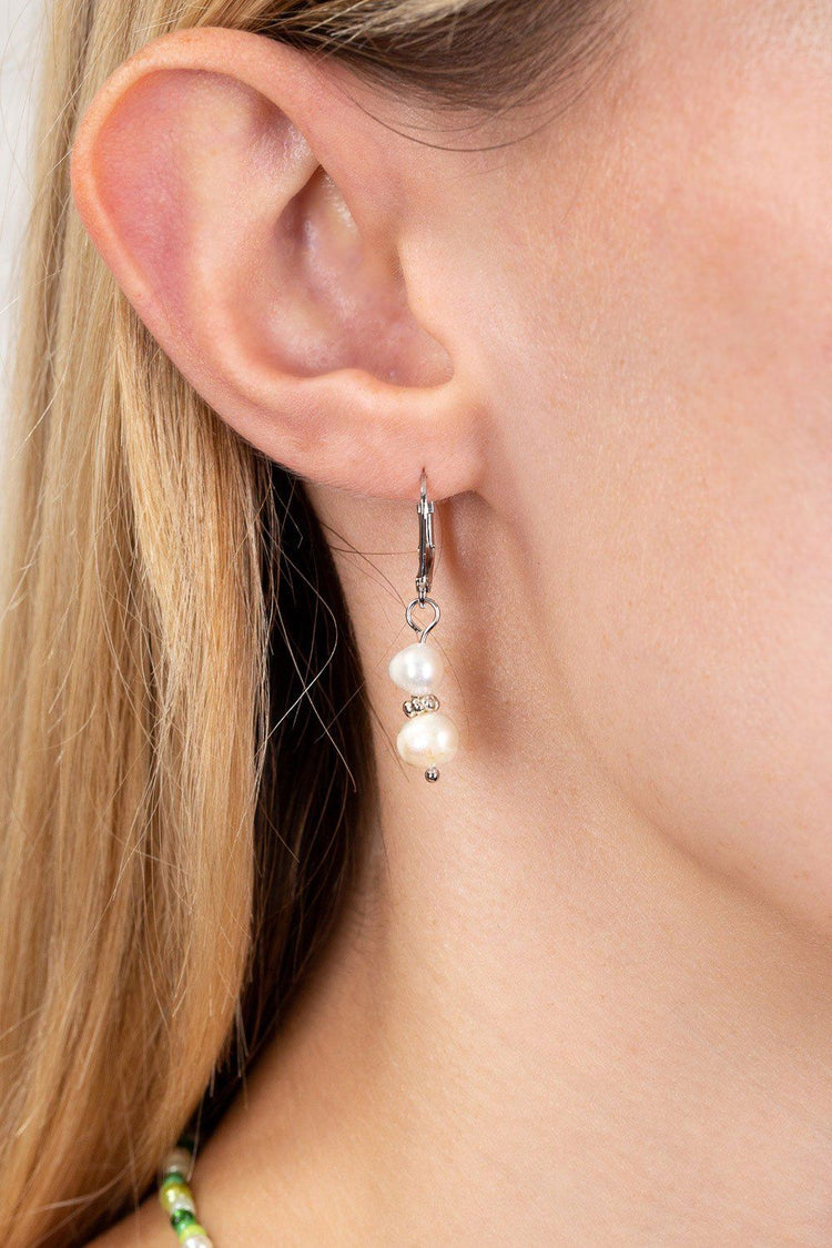 Pearl Drop Earrings | Silver