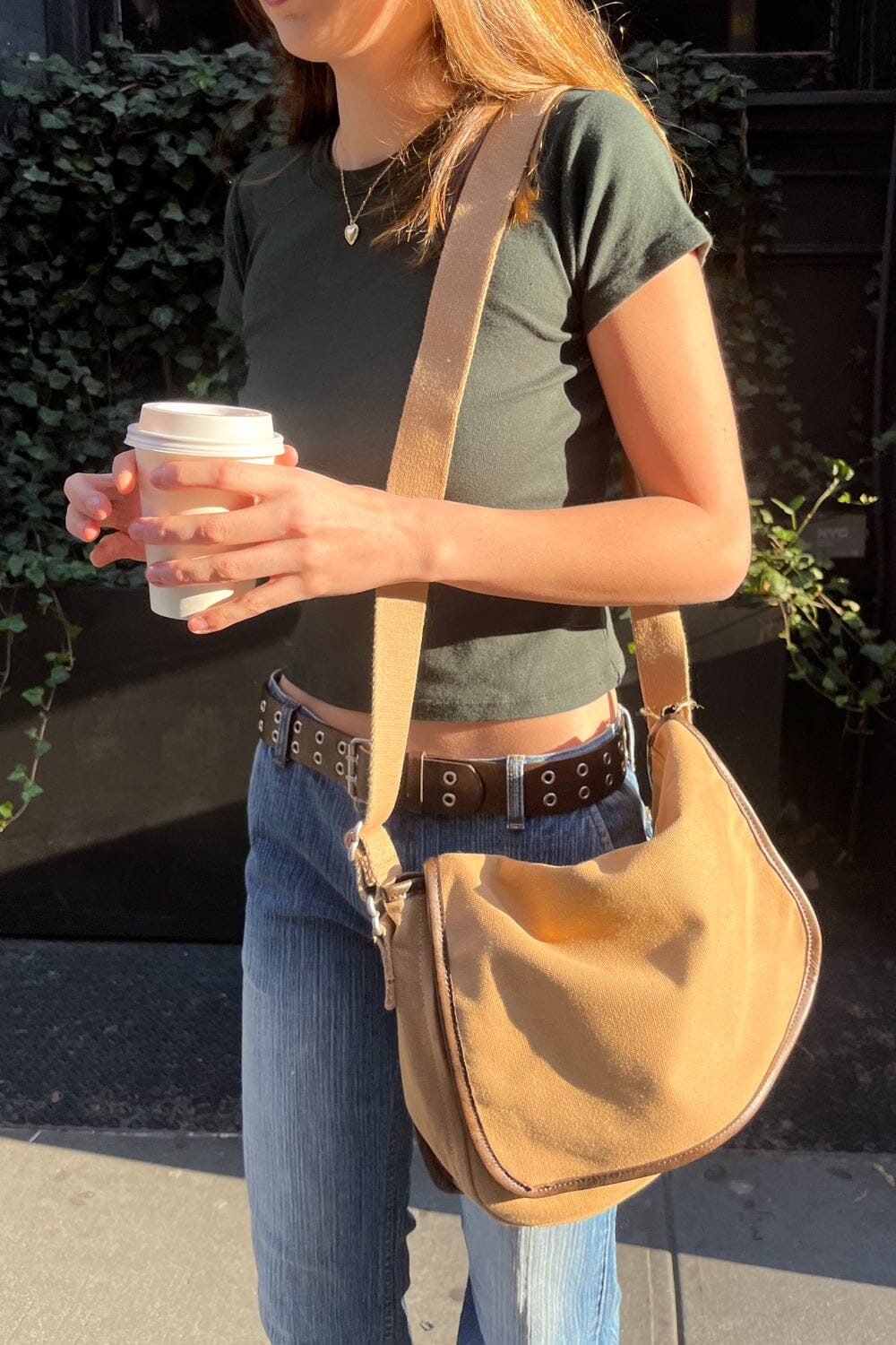Brandy Melville, Bags, Brandy Melville Brown Faux Leather Messenger Purse