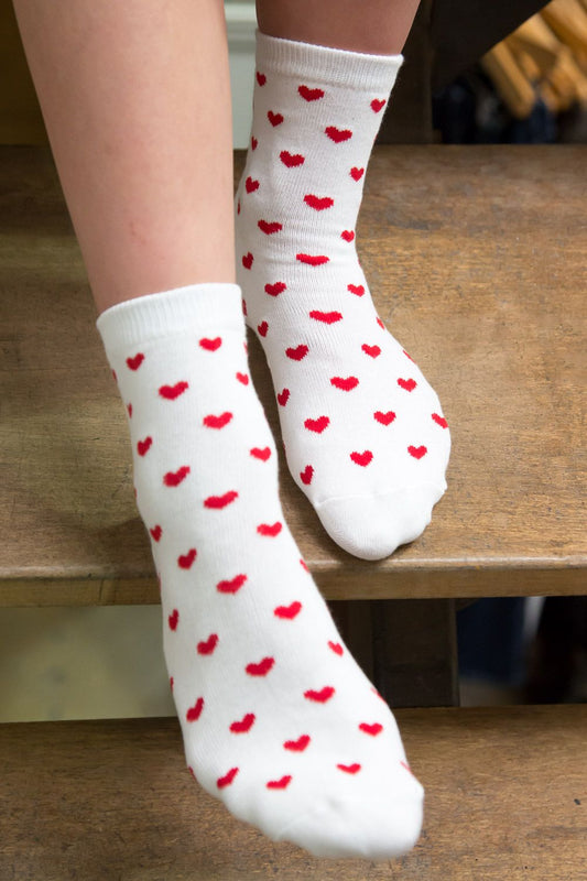 Red Heart Socks | White With Red Hearts
