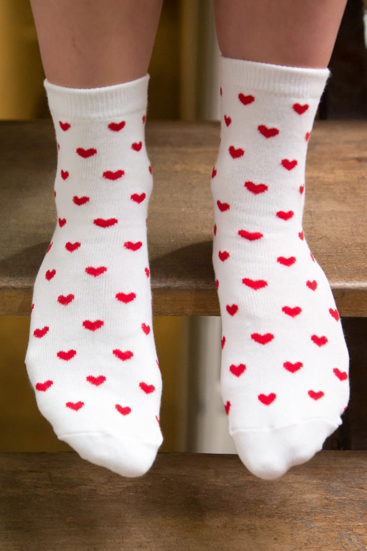 Red Heart Socks | White With Red Hearts
