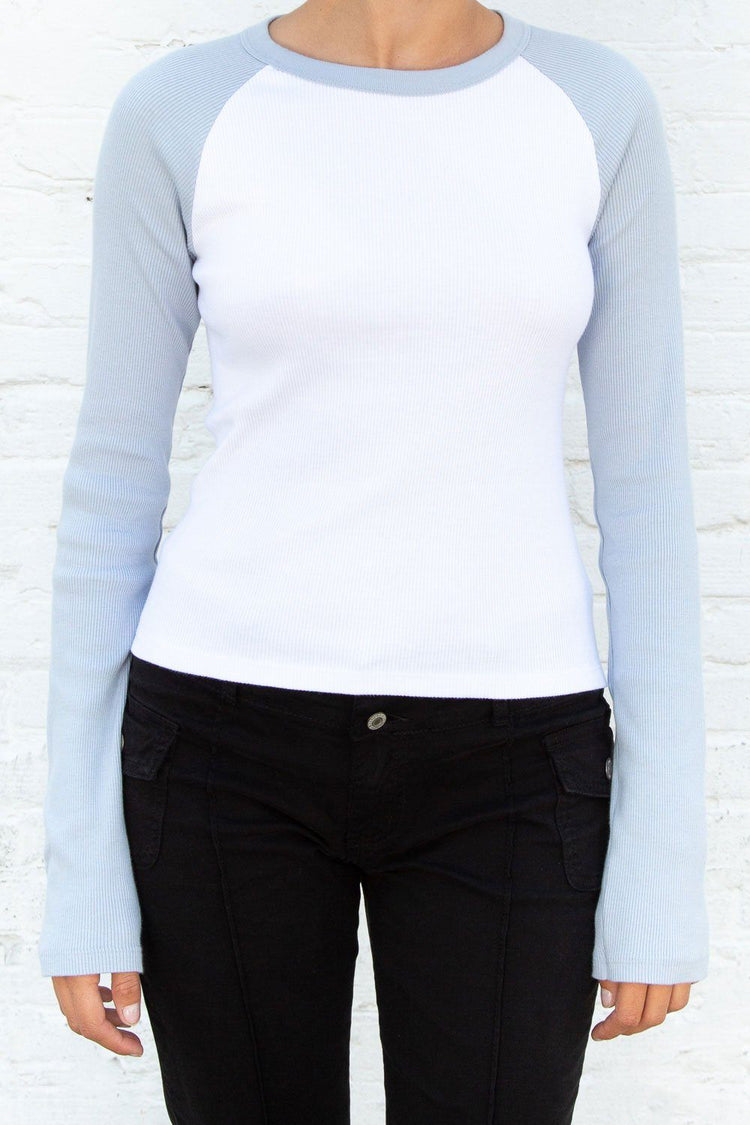 Bella Top | White and Light Blue / S