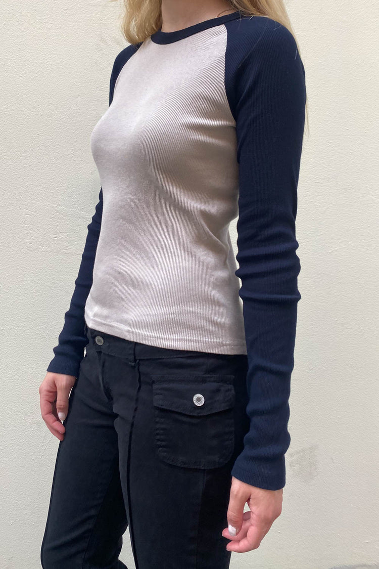 Bella Top | Taupe Navy Blue / S