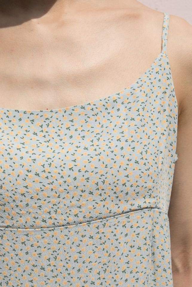 Colleen Floral Slip Dress | Light Blue with Yellow Flowers