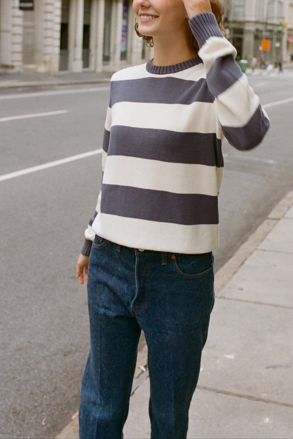 Faded Blue with Ivory Stripes / S/M