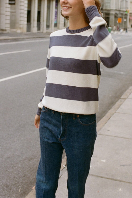 Faded Blue with Ivory Stripes / S/M