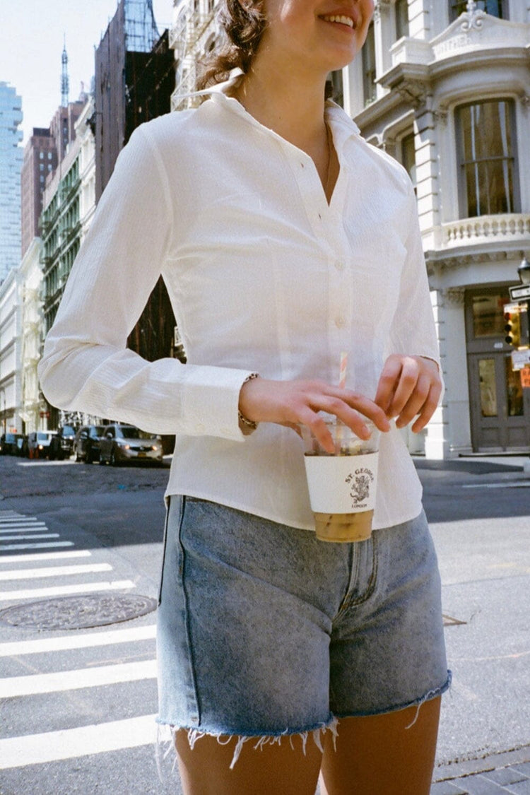 Millie Stripe Top | White / S