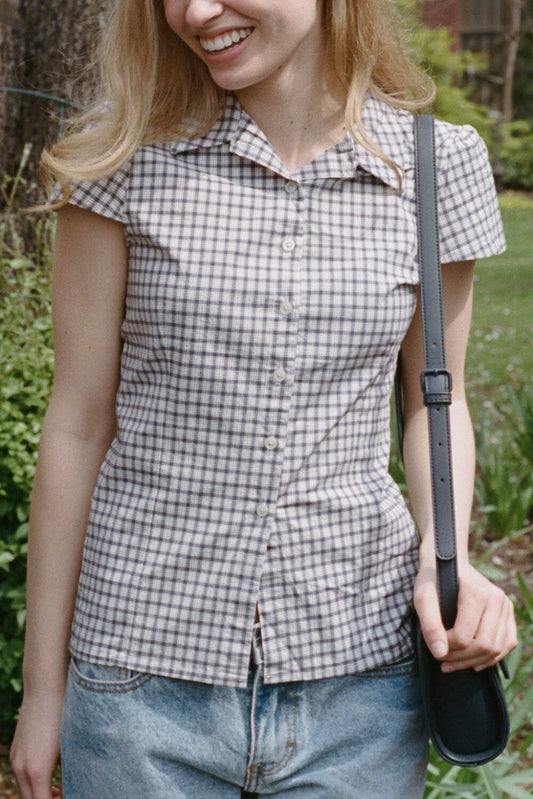 Navy and White Plaid / XS/S