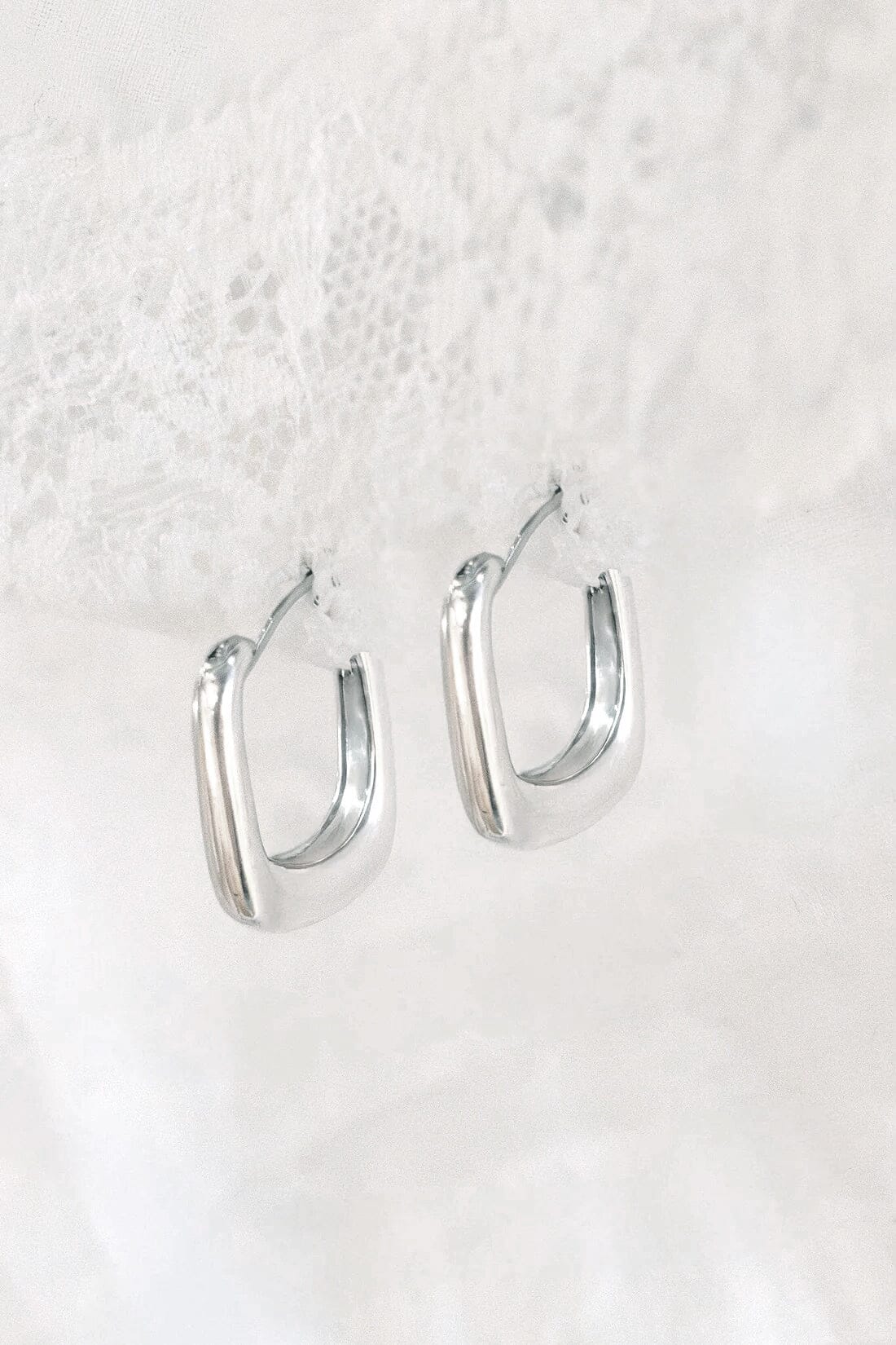 Sterling Silver Rectangle Hoops | Silver