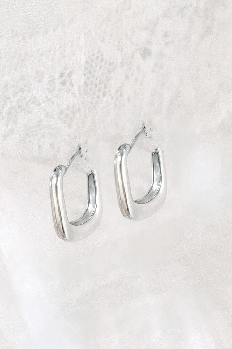 Sterling Silver Rectangle Hoops | Silver