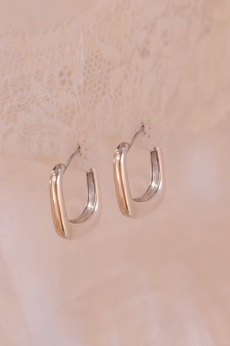 Sterling Silver Rectangle Hoops | Silver