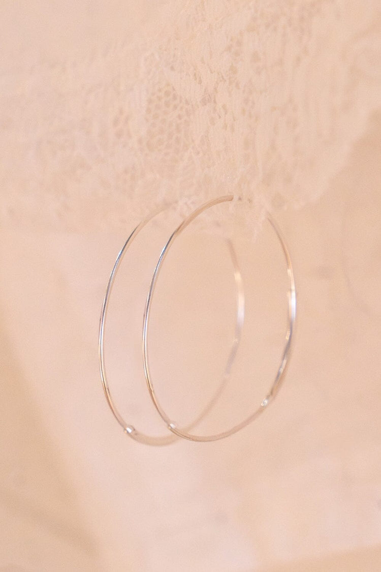 Sterling Silver Thin Hoop Earrings | Silver