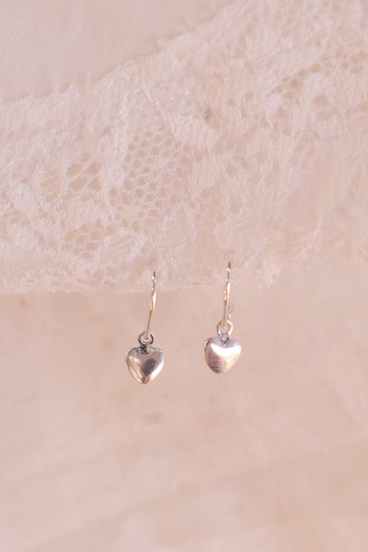 Sterling Silver Heart Charm Earrings | Silver