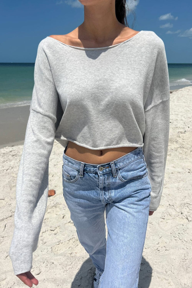 Cameron Cropped Sweater | Heather Grey / Cropped Fit