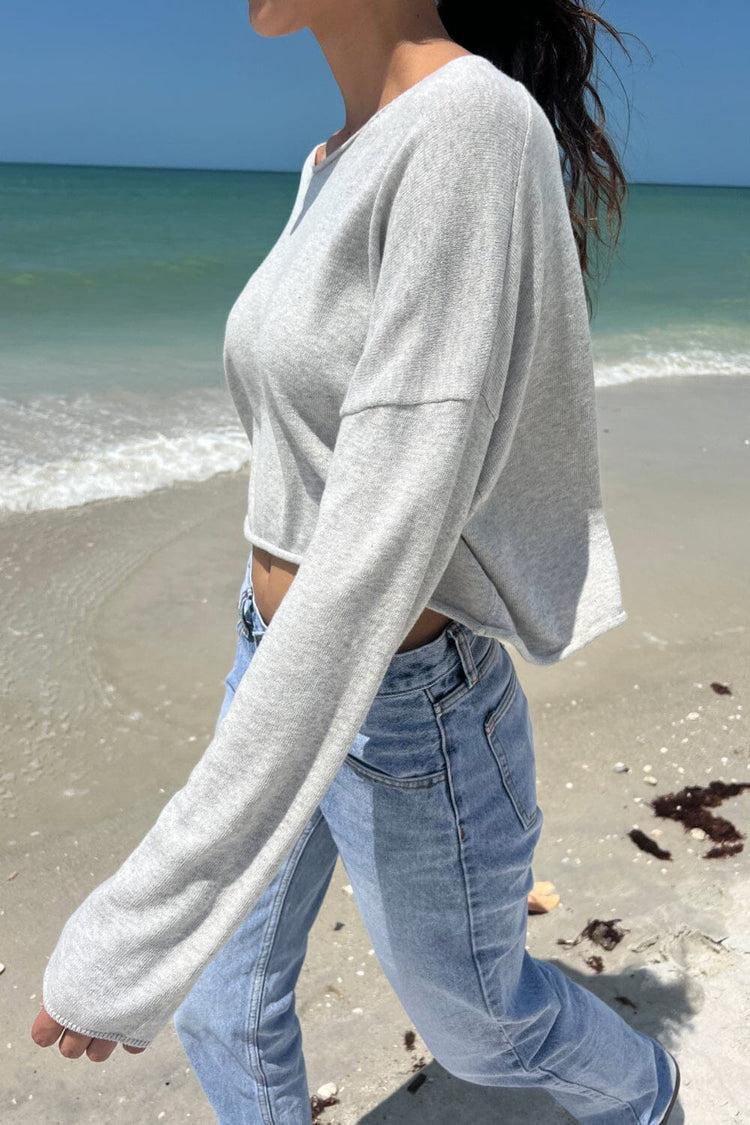 Cameron Cropped Sweater | Heather Grey / Cropped Fit