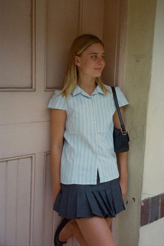Vertical Light Blue White Stripes / XS/S