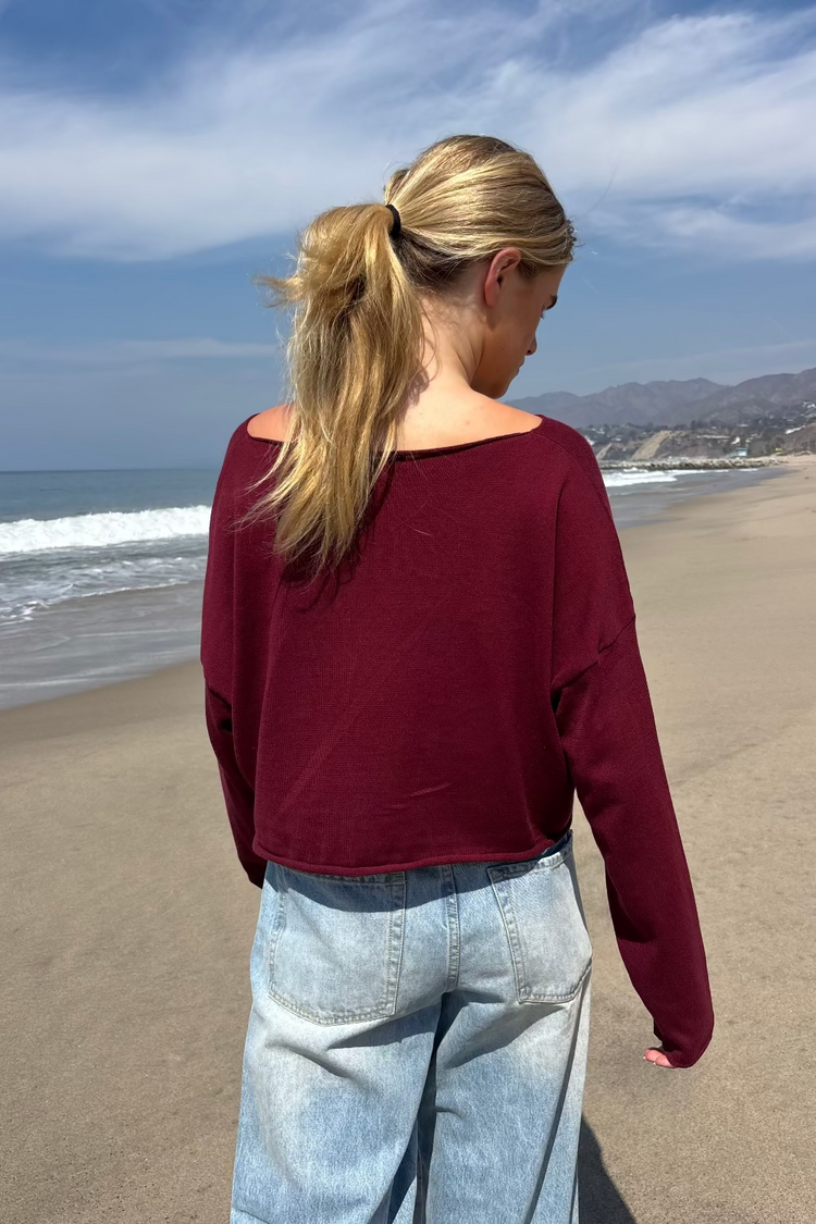 Cameron Cropped Sweater | Burgundy / Cropped Fit