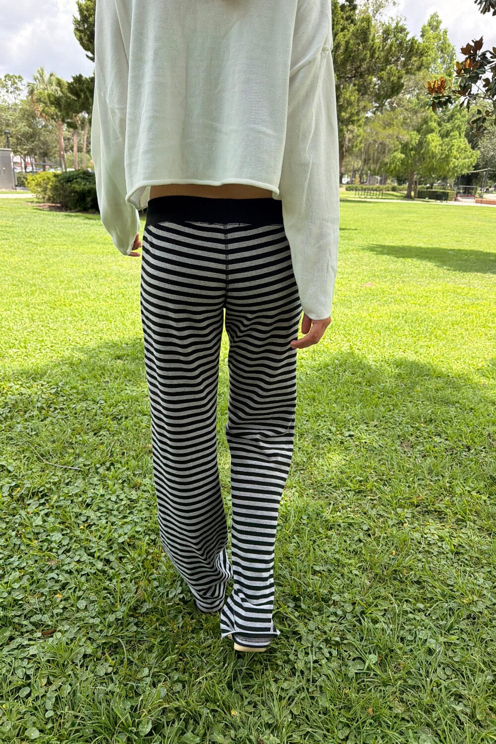 Hilary Striped Pants | Heather Grey and Black Stripes / XS/S
