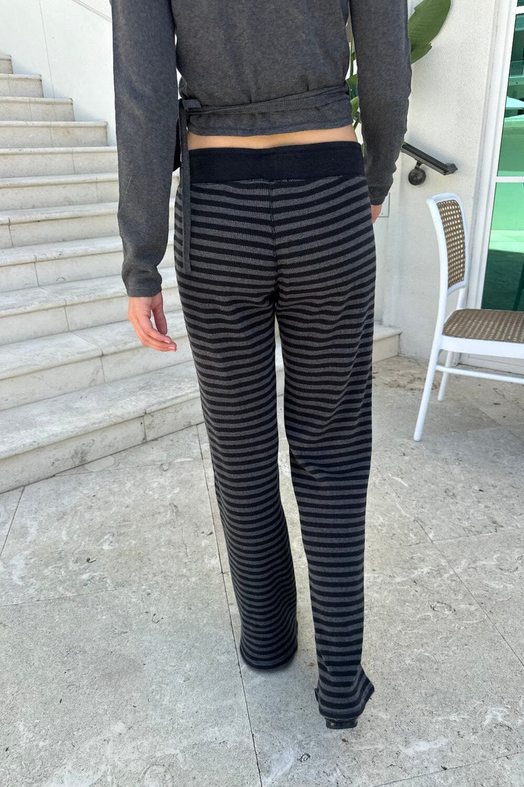 Hilary Striped Pants | Dark Grey Black Stripe XS/S