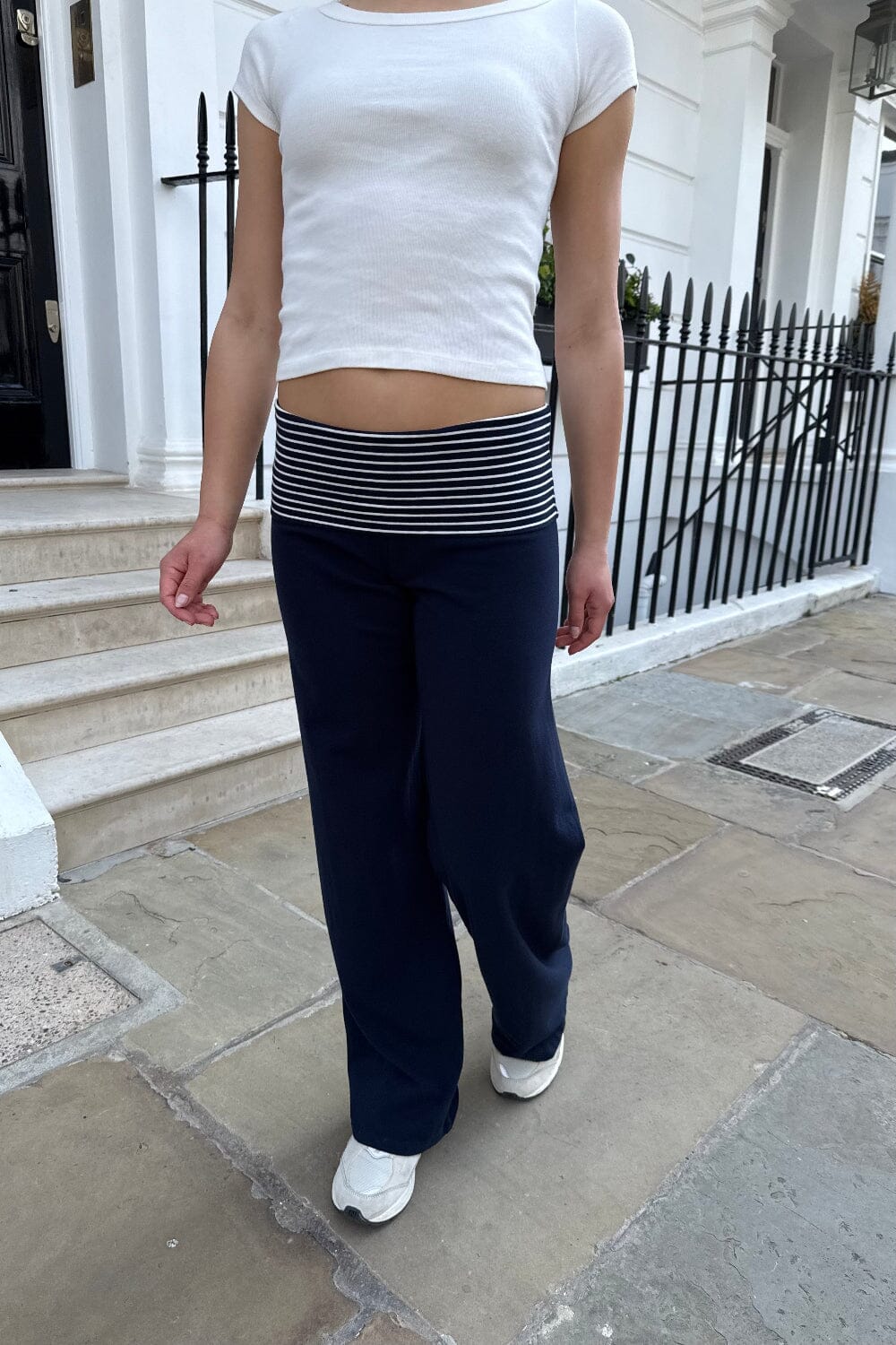 Priscilla Striped Pants | Navy Blue with White Stripes / XS/S