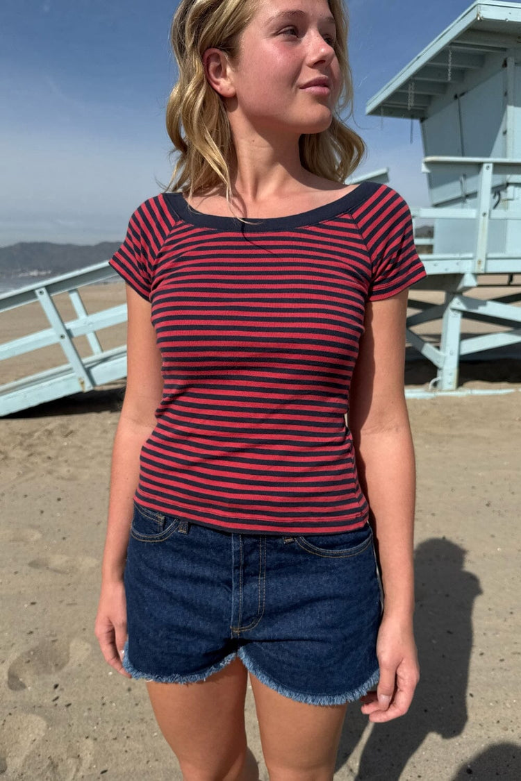 Ginny Stripes Top | Black Red Stripes / XS/S