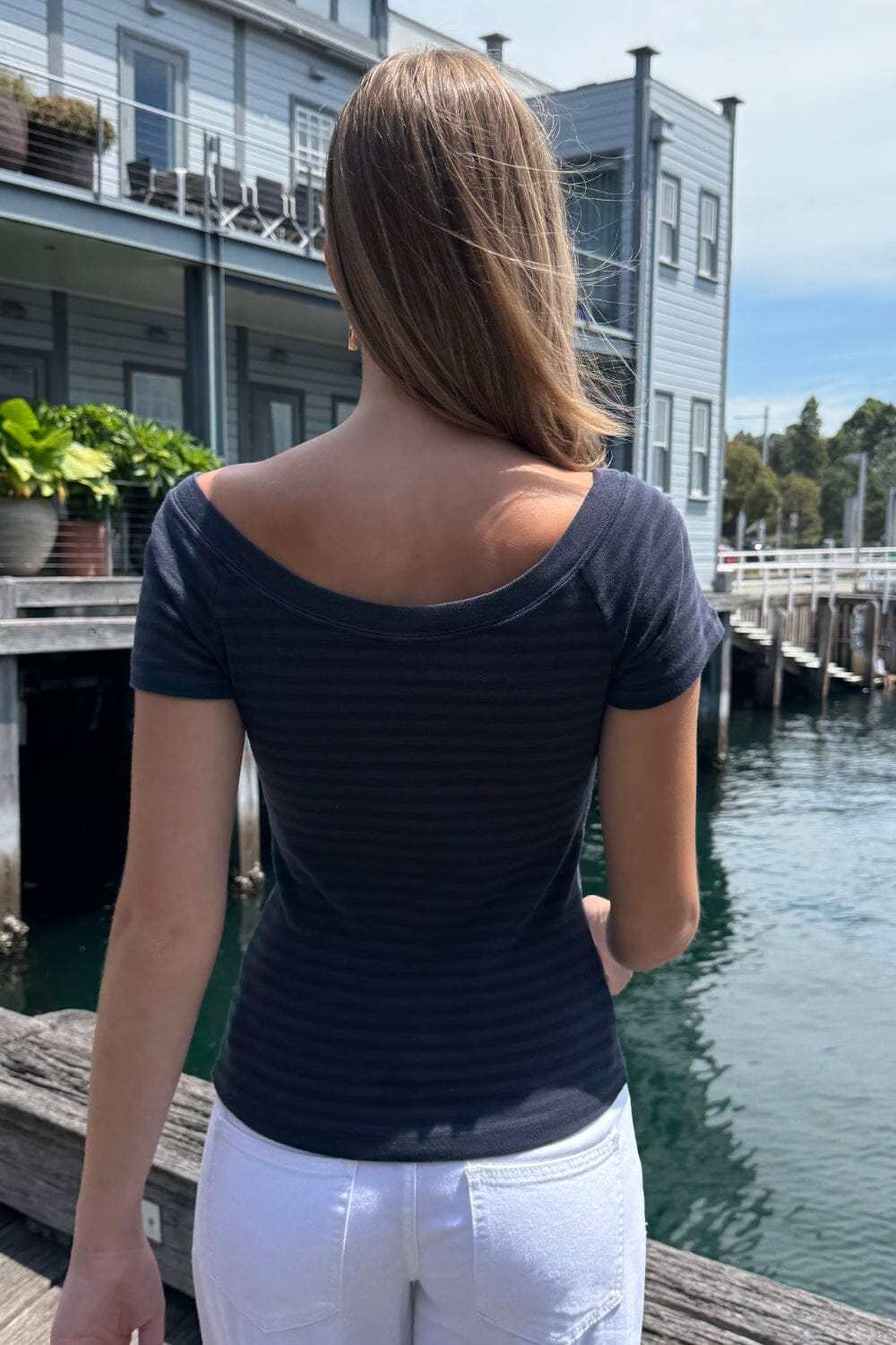 Ginny Stripes Top | Navy and Light Blue Stripes / XS/S