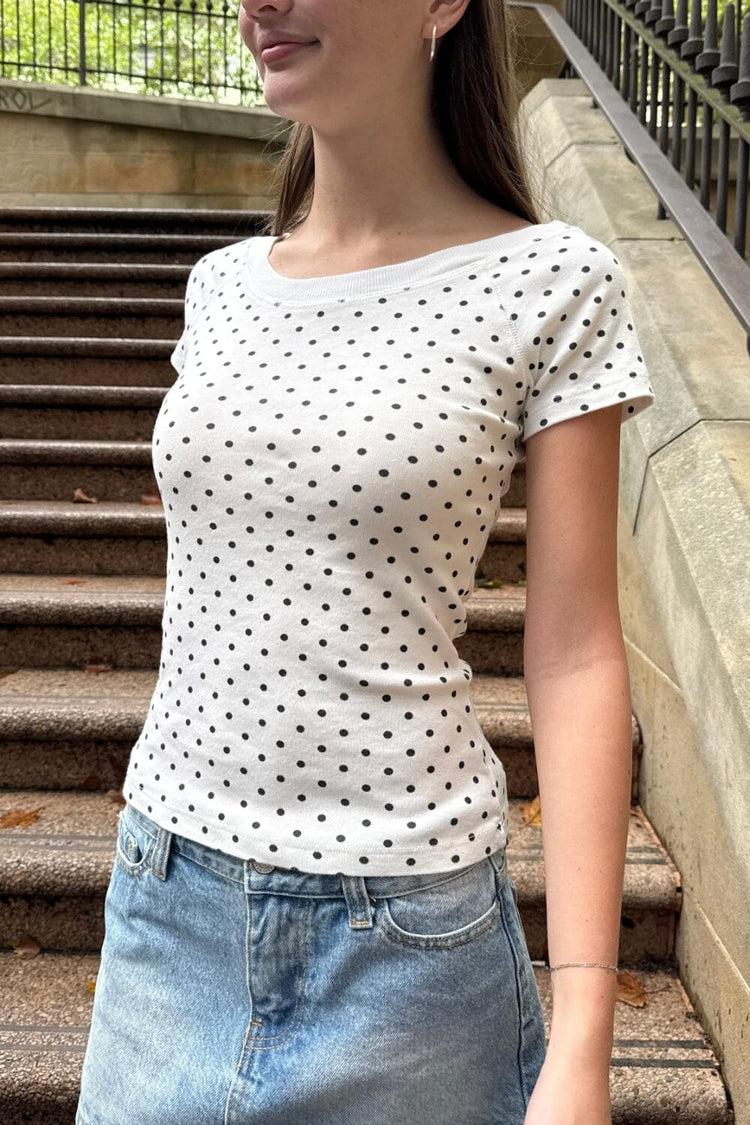 Ginny Polka Dot Top | White with Navy Large Polka Dot / XS/S