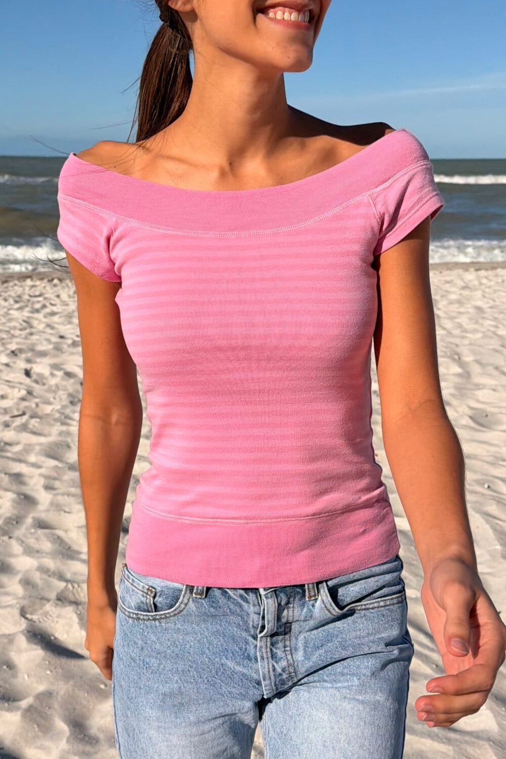 brandy melville pink striped dress Bonnie Striped Top