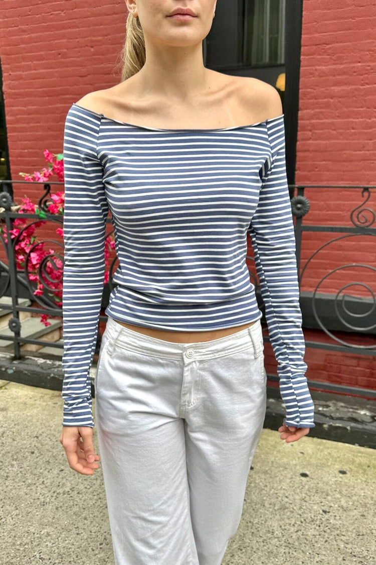 Bonnie Striped Top | Faded Blue and White Stripes / S