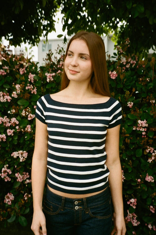 Navy Blue With White Stripes / XS/S
