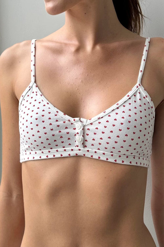 Maddie Red Heart Bralette | Natural White / XS/S